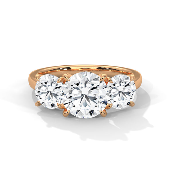 Three-Stone Lab Grown Diamond Gold Ring