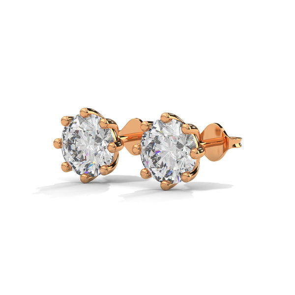 Classic Brilliance Six-Prong Lab Grown Diamond Gold Stud Earrings