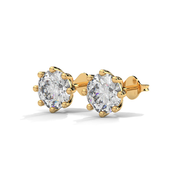 Classic Brilliance Six-Prong Lab Grown Diamond Gold Stud Earrings