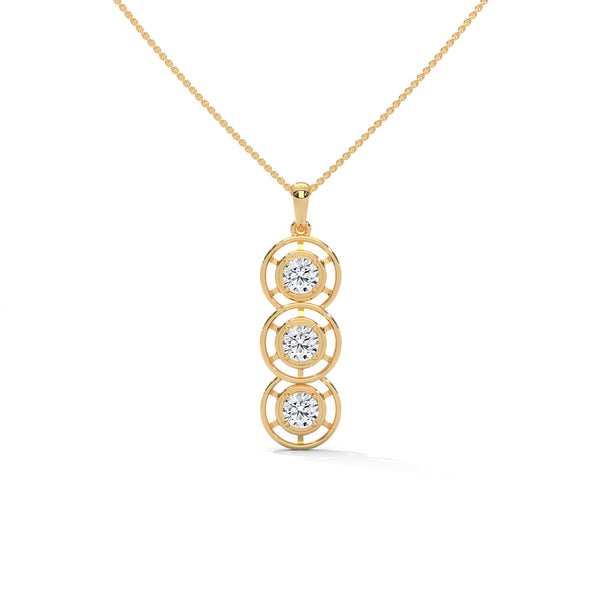 Trinity Glow Lab Grown Diamond Three-Stone Gold Pendant