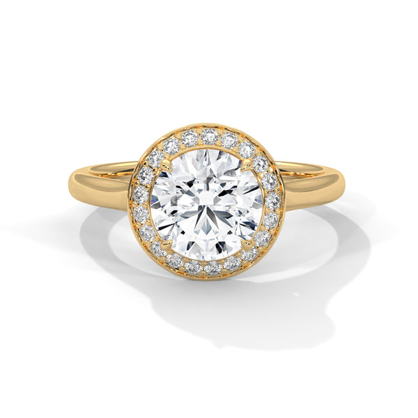 Round Halo Lab Grown Diamond Gold Ring
