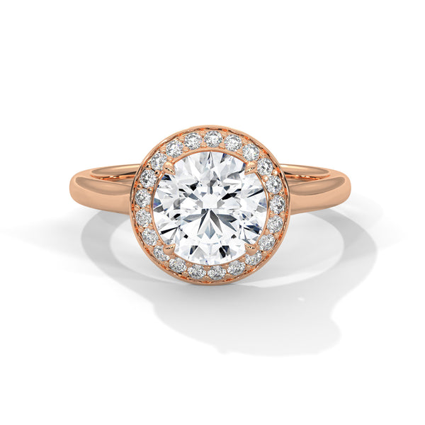 Round Halo Lab Grown Diamond Gold Ring