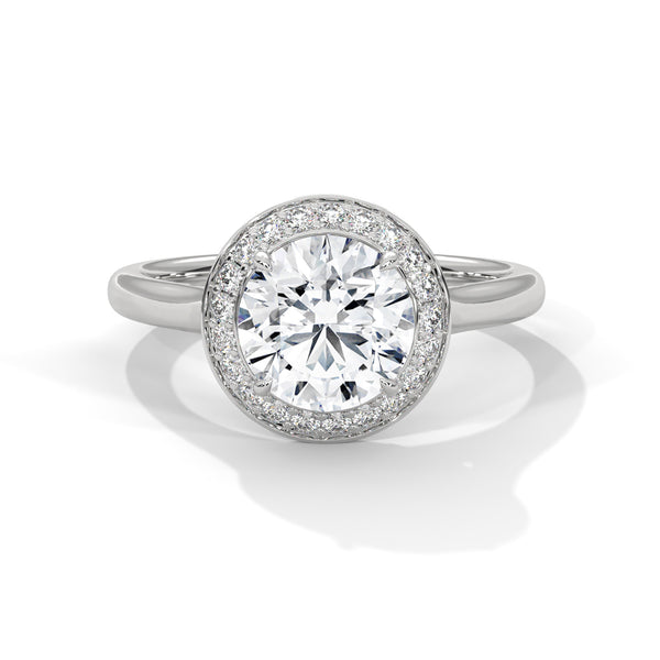 Round Halo Lab Grown Diamond Gold Ring