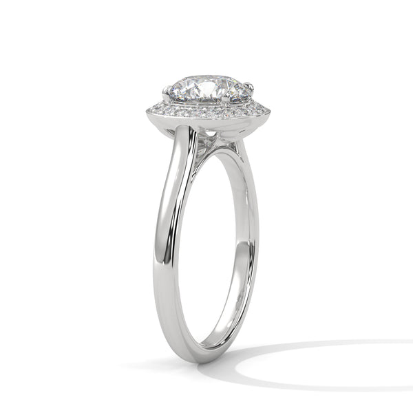 Round Halo Lab Grown Diamond Gold Ring