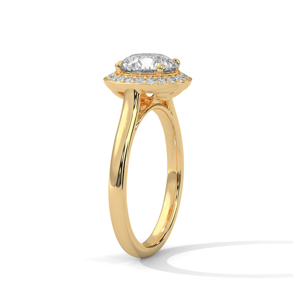 Round Halo Lab Grown Diamond Gold Ring