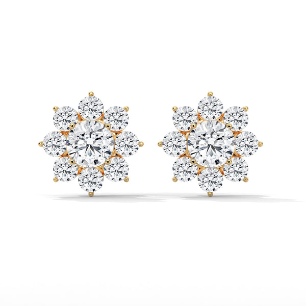 Eternal Bloom Floral Cluster Lab Grown Diamond Gold Earrings