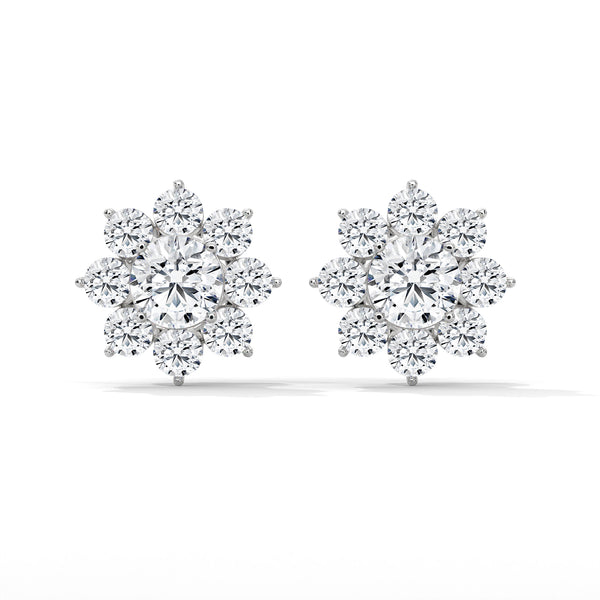 Eternal Bloom Floral Cluster Lab Grown Diamond Gold Earrings