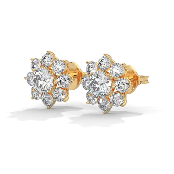 Eternal Bloom Floral Cluster Lab Grown Diamond Gold Earrings