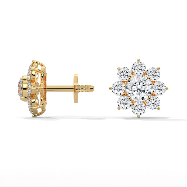 Eternal Bloom Floral Cluster Lab Grown Diamond Gold Earrings