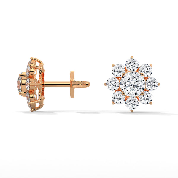 Eternal Bloom Floral Cluster Lab Grown Diamond Gold Earrings