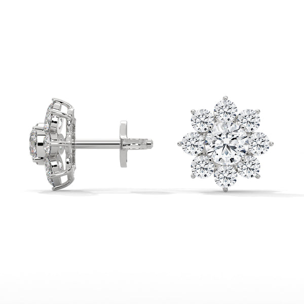 Eternal Bloom Floral Cluster Lab Grown Diamond Gold Earrings