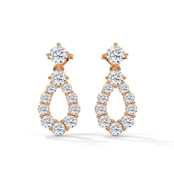 Teardrop Shape Lab Grown Diamond Gold Earrings