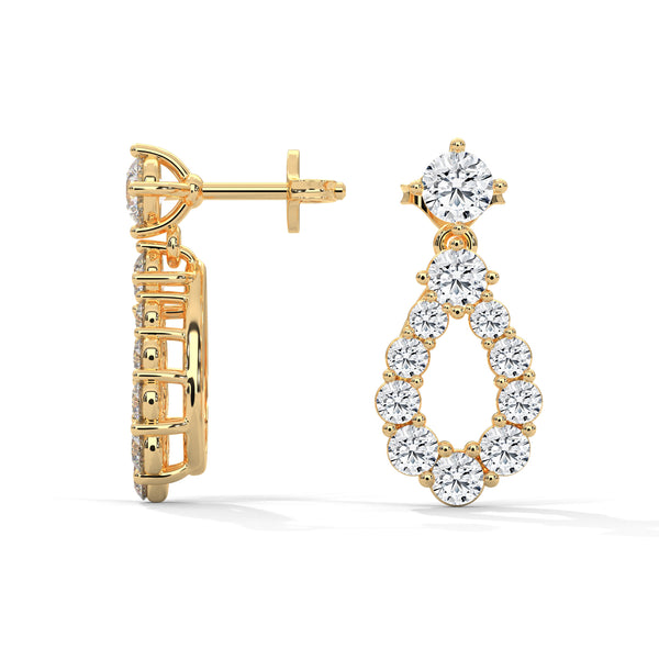 Teardrop Shape Lab Grown Diamond Gold Earrings