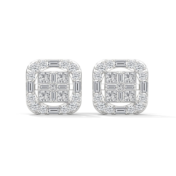 Regal Radiance Geometric Lab Grown Diamond Gold Earrings