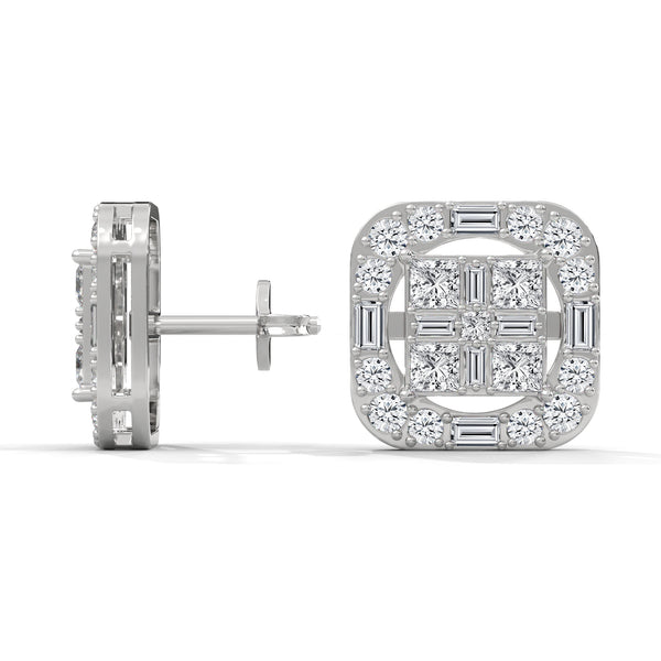 Regal Radiance Geometric Lab Grown Diamond Gold Earrings