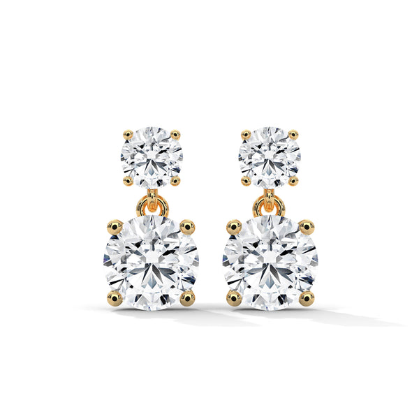 Double Radiance: Two-Tier Lab Grown Diamond Gold Drop Earrings