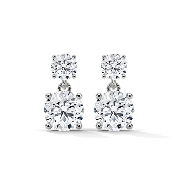 Double Radiance: Two-Tier Lab Grown Diamond Gold Drop Earrings