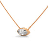 Marquise Cut Lab Grown Diamond Bezel Gold Pendant Chain