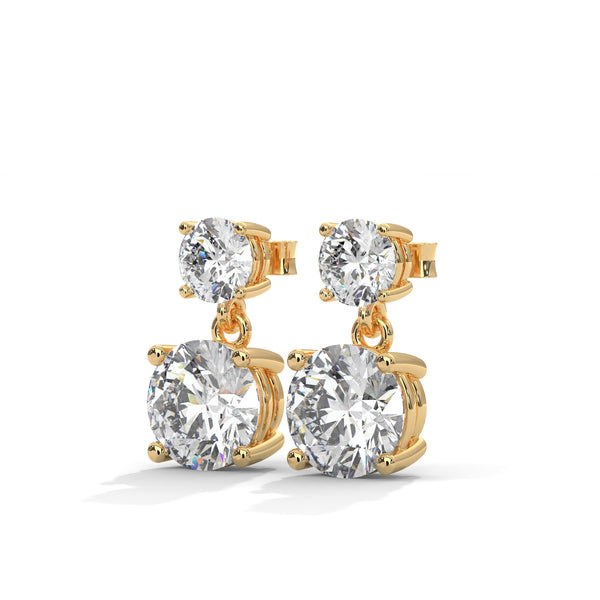 Double Radiance: Two-Tier Lab Grown Diamond Gold Drop Earrings