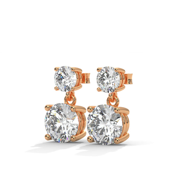 Double Radiance: Two-Tier Lab Grown Diamond Gold Drop Earrings
