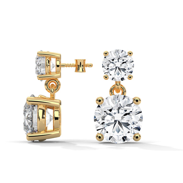 Double Radiance: Two-Tier Lab Grown Diamond Gold Drop Earrings