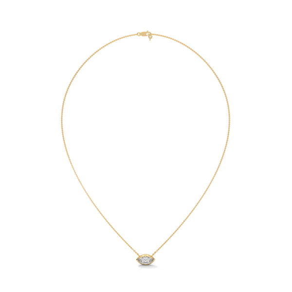 Marquise Cut Lab Grown Diamond Bezel Gold Pendant Chain