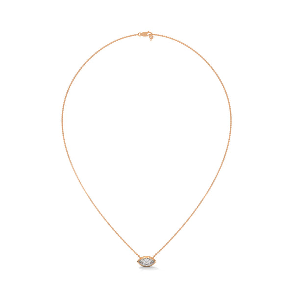 Marquise Cut Lab Grown Diamond Bezel Gold Pendant Chain