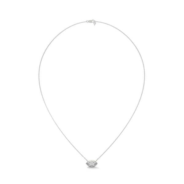 Marquise Cut Lab Grown Diamond Bezel Gold Pendant Chain