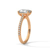 Emerald Cut Lab Grown Diamond Gold Ring Sleek Pave Band Engagement Ring