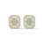 Double Halo Baguette cut Lab Grown Diamond Gold Earrings