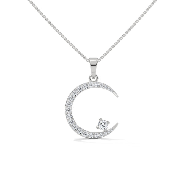Celestial Glow Lab Grown Diamond Crescent Moon Gold Pendant