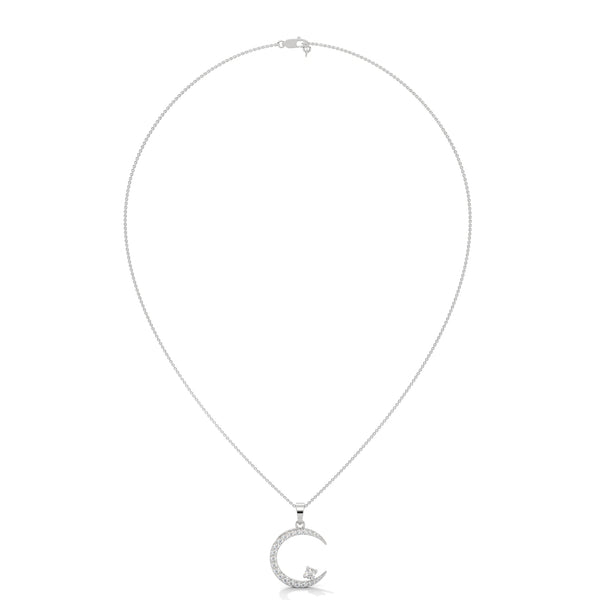 Celestial Glow Lab Grown Diamond Crescent Moon Gold Pendant