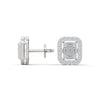 Double Halo Baguette cut Lab Grown Diamond Gold Earrings