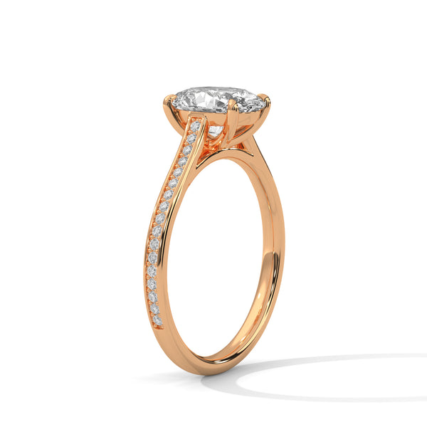 “Oval-cut diamond ring in yellow gold—brilliantsolitaire sparkle, pavé band elegance, andtimeless luxury crafted for unforgettable love.”
