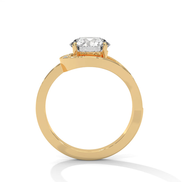 “Round-cut diamond split-halo ring in yellowgold—brilliant sparkle, unique design, andluxurious elegance crafted for bold,unforgettable love.”