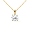 Round Cut Lab Grown Diamond with prong setting Gold Pendant Chain