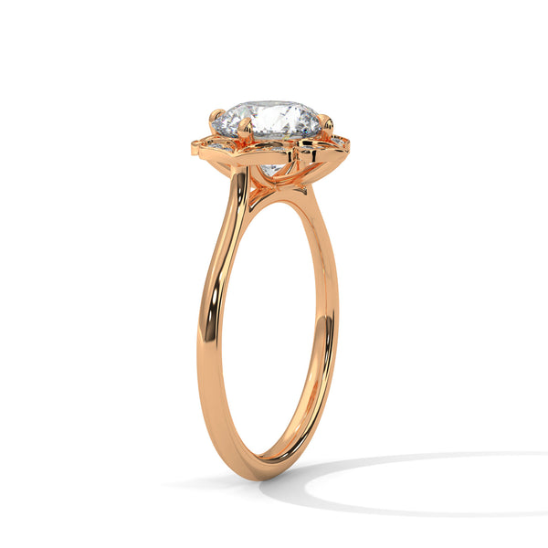 Vintage Halo Lab Grown Diamond Gold Ring