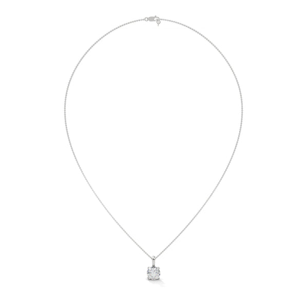 Round Cut Lab Grown Diamond with prong setting Gold Pendant Chain