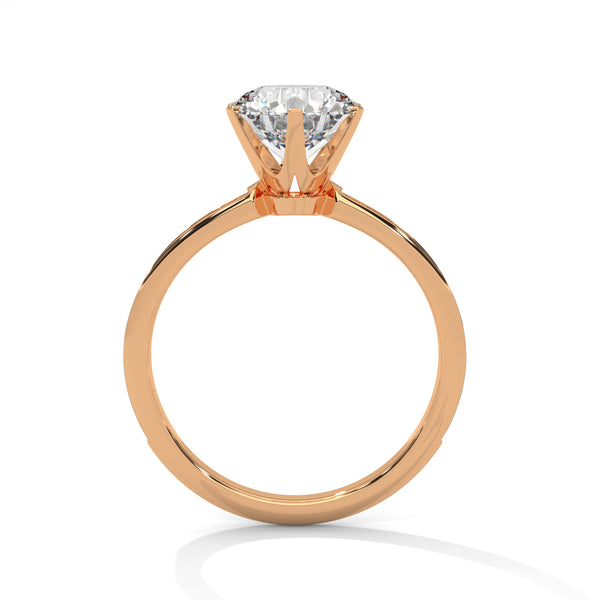 “Radiate brilliance with this rose gold round-cut diamond ring, featuring pavé detailing and timeless elegance for the perfect engagement statement.”