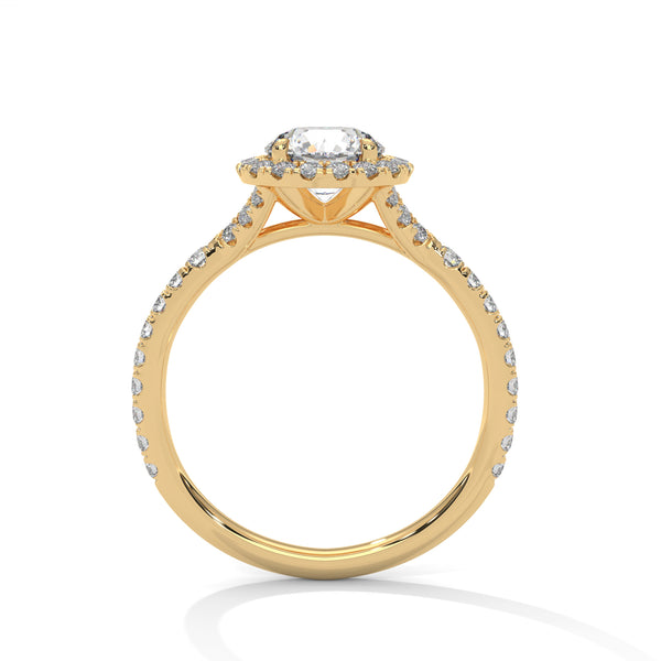 “Brilliant halo diamond engagement ring in yellowgold, designed for lasting beauty, romantic moments, dazzling sparkle, and premium luxury craftsmanship.”