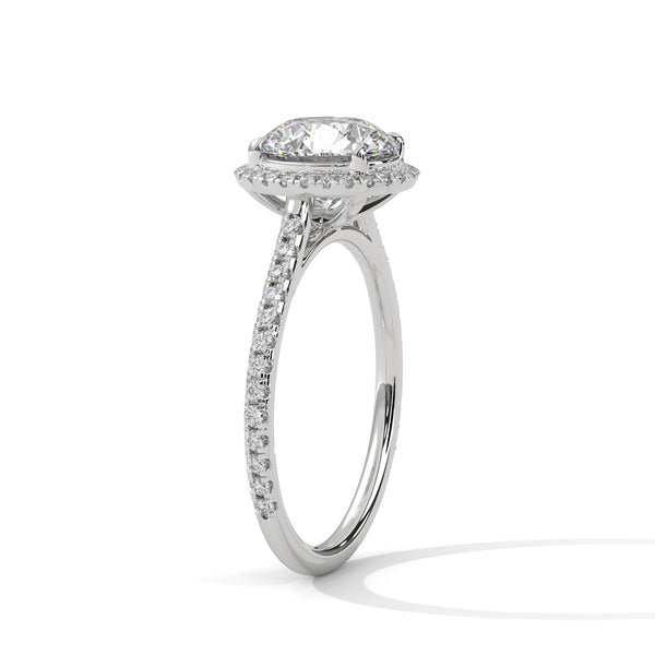 Round Lab Grown Diamond Gold Ring Pave Perfection in a Timeless Halo Design