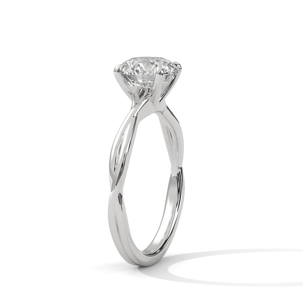Twist Solitaire Round Cut Lab Grown Diamond Gold Ring