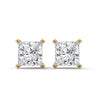 Princess Cut Lab Grown Diamond Gold Stud Earrings
