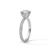 Four-Prong Cathedral Set Round Pave Lab Grown Diamond Gold Ring