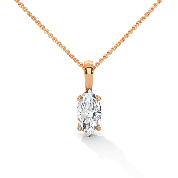 Marquise Cut Lab Grown Diamond Gold Pendant Chain