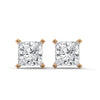 Princess Cut Lab Grown Diamond Gold Stud Earrings