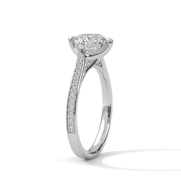Round Cut Lab Grown Diamond Pave Gold Ring