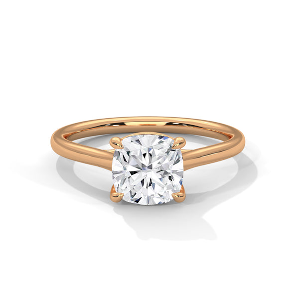 Graceful Radiance Cushion Cut Lab Grown Diamond Gold Solitaire Ring