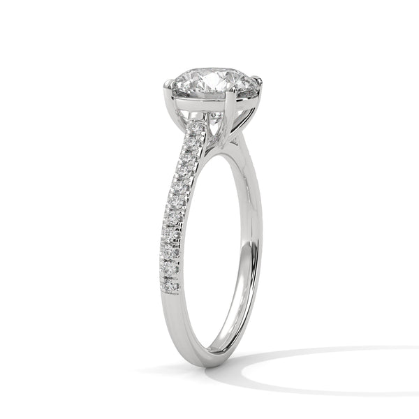 Classic Pave Engagement Ring with Round Cut Lab Grown Diamond
