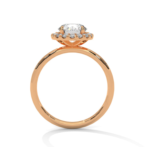 A classic round lab-grown diamond framed by a radiant halo — timeless brilliance with modern grace